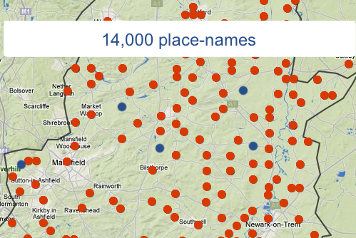 Database comntaing 14,000 place names